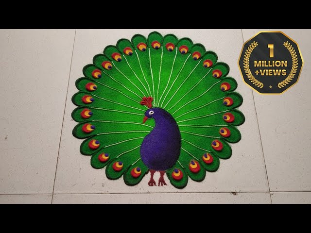 Beautiful peacock rangoli design by poonam bichkar