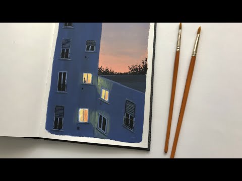 acrylic painting on hahnemühle sketchbook | night time