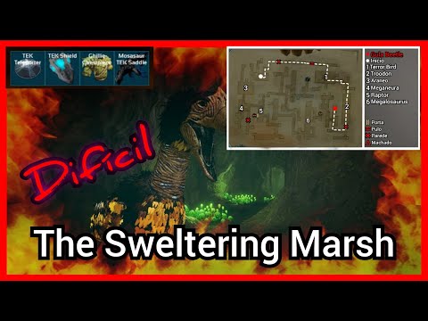 The Sweltering Marsh, masmorra difícil com mapa do Ark Mobile