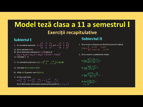 Model teza matematica clasa 11 sem 1 rezolvare matrice determinanti limite(Invata Matematica Usor)