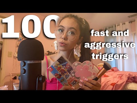 ASMR | 100 Fast and Aggressive Triggers: Salt & Pepper, Pay Attention, Hand Sounds, & More!! (100k!)
