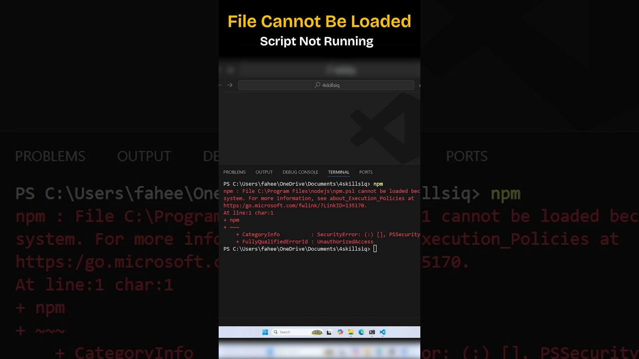 FIXED! File Cannot Be Loaded Because Running Scripts Is Disabled on this system