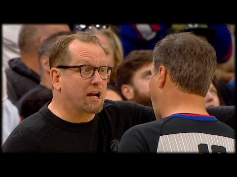 Nick Nurse heated conversation with referee David Guthrie - Raptors vs 76ers | March 31, 2023