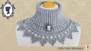 🎁🪭🎀 COL CROCHET Intemporel Superbe  TOUR DE COU  avec une touche victorienne #crochet #