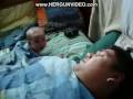 Daddy's snore wakes baby 