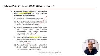 2024 Marka Vekilliği Sınav Soruları Çözümü 1. Bölüm
