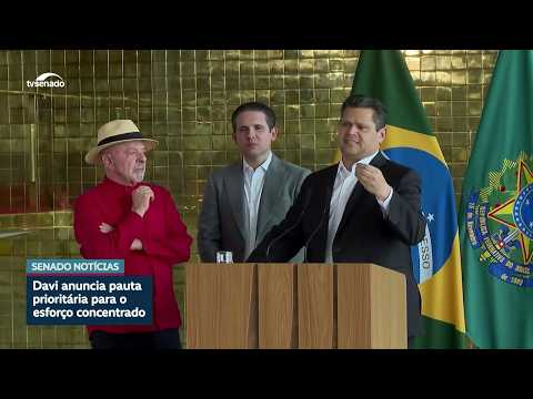 Davi anuncia prioridades do Congresso após reunião com Lula e Hugo Motta