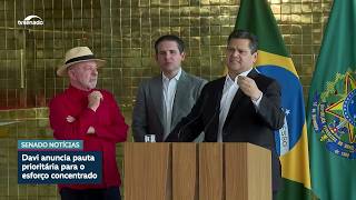 Davi anuncia prioridades do Congresso após reunião com Lula e Hugo Motta