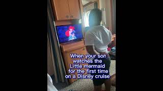 When your son watches the little mermaid for the first time on a Disney cruise 🚢 #cruise #kids