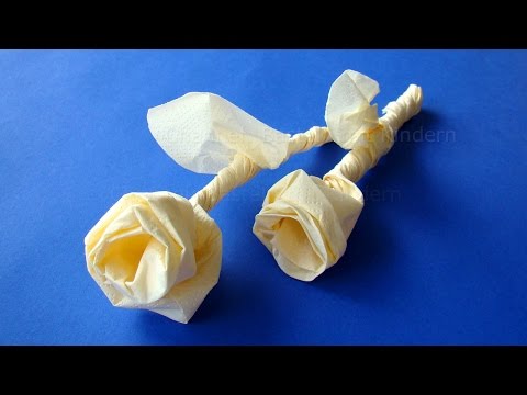 Servietten falten Rose - Muttertag basteln mit Servietten - DIY Muttertagsgeschenk basteln