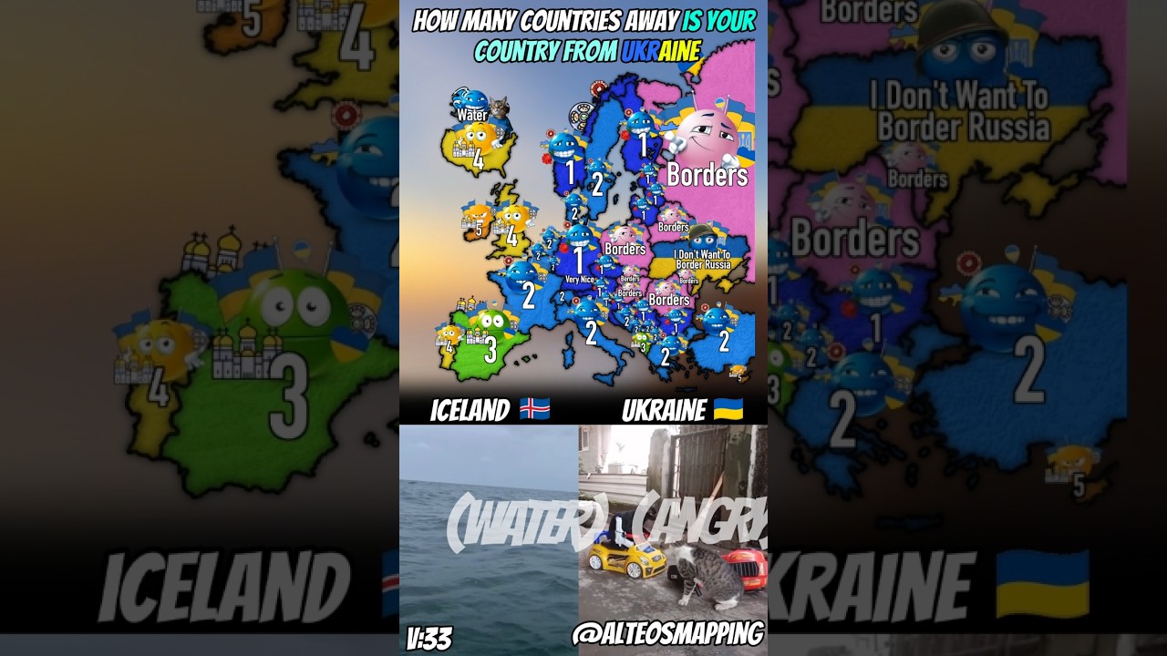 How Many Countries Away Is Your Country From Ukraine #map #mapping #shorts