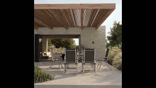 KETTLER BasicPlus Pro Garten-Essgruppe, silber/anthrazit, Alu/Textilene, Tischplatte 160 x 95 cm, 6 Klappstühle