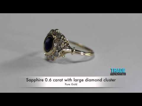 Sapphire Empathy Diamond Cluster 6 point carat gold ring