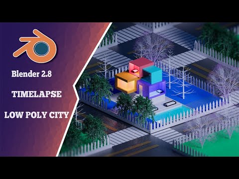 Blender 2.82 low poly city timelapse