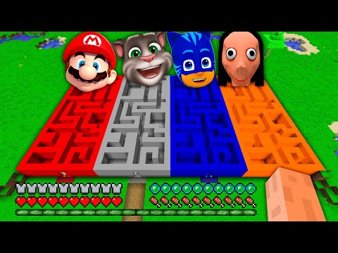 BIGGEST MAZE MONSTER OF MARIO MOMO TALKING TOM PJ MASKS in MINECRAFT