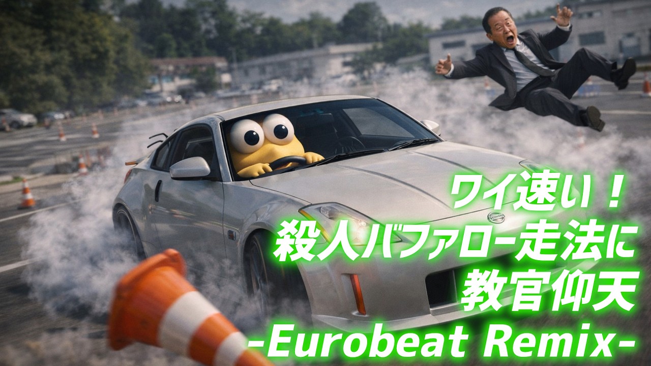 ワイ速い！ 殺人バファロー走法に教官仰天 -Eurobeat Remix-（メンチコピペ・教習所）