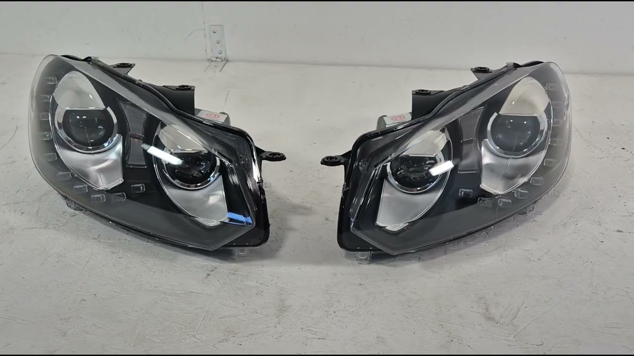 Volkswagen Golf 6 2008–2014 LED sprednji žarometi z DRL (2 kosa) Video 1