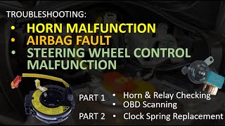 Troubleshooting Horn Malfunction, Airbag Fault and Steering Wheel Control Malfunction