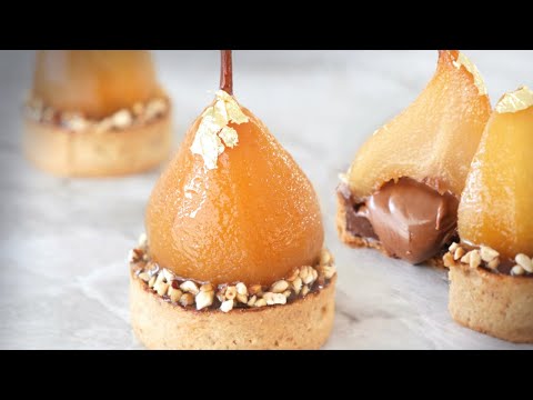 Poached Pear Tartlet with Caramel