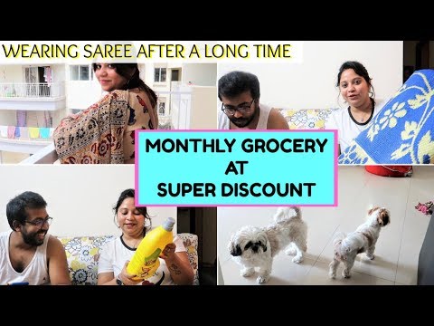 Monthly Grocery Shopping Haul | Monthly Grocery With Huge Savings | Am In Saree After Long Time