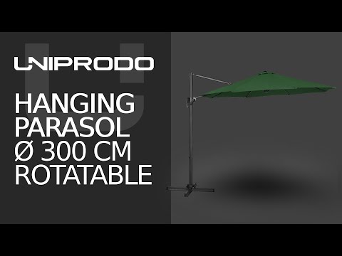 video - Hanging Parasol - green - round - Ø 300 cm - rotatable