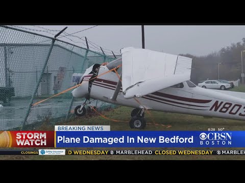 Small Plane At New Bedford Regional Airport Damaged In Nor'easter