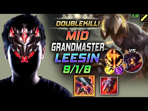 GrandMaster Lee Sin MID vs Viktor - 천상계 미드 리신 템트리 룬 선혈 정복자 リー・シン Ли Син 盲僧 李星 - LOL KR 11.10