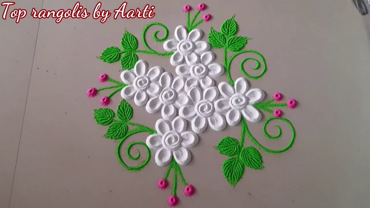 indian traditional flower theme rangoli design by top rangolis