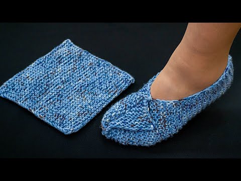 Knitted slippers from a square - a simple and quick tutorial for beginners!