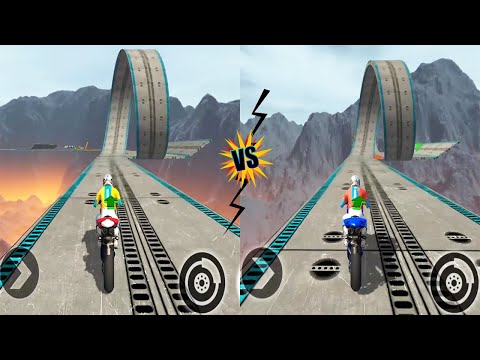 Impossible Moto Bike Tracks 3D - Red vs Blue Bikes Driving Stunts Simulator Android Gameplay