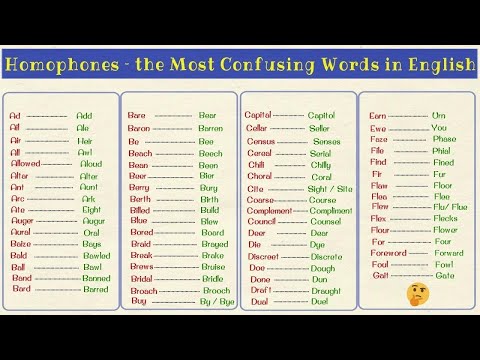 300+ Commonly Confused Homophones in English from A to Z
