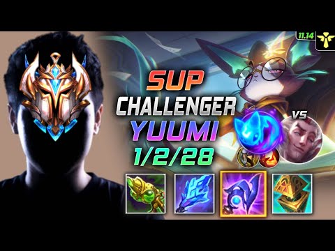 Challenger Yuumi Support vs Rakan - 챌린저 서폿 유미 템트리 룬 화부 콩콩이 ユーミ Юми 魔法猫咪 悠咪 - LOL KR 11.14