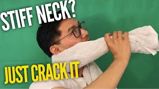 How to crack your own neck with a towel safely like a chiro * stiff neck Adjustment * Tutorial