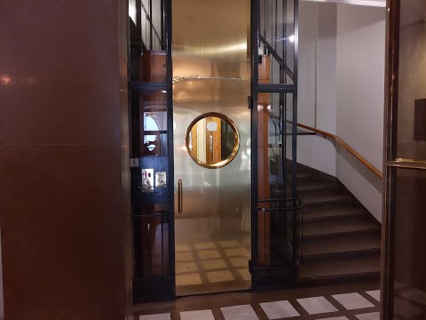 EPIC! 1920s elevator (modernized) without inner doors at Kungsgatan 33A, Stockholm, Sweden