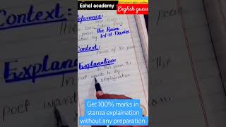 stanza(reference to context & explanation) |class 11| poem explanation guess|stanza writing skills