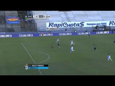 Gol de Fernández. Gimnasia LP 1 - Godoy Cruz 0. Fecha 17. Primera División 2015. FPT.