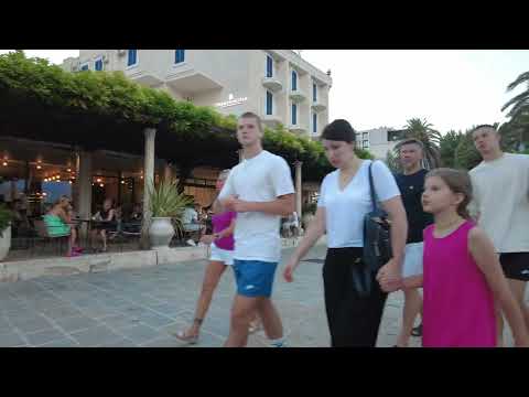 Budva in the evening, Montenegro, 🌡T+29C°,  July - Virtual Walking Tour - #38/4