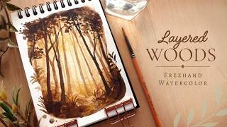 Easy Layered Woods with 3 colours: Watercolor Tutorial