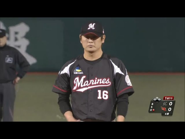 【1回裏】球界屈指の「美フォーム」 マリーンズ・涌井のストレート 2015/10/6 E-M