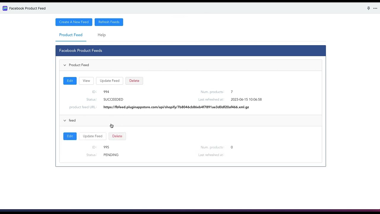Facebook Product Feed Demo