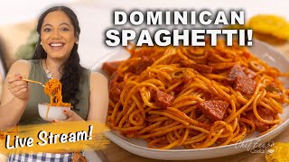 Dominican Spaghetti | Cook with Me LIVE | Dominican Recipes | Chef Zee Cooks