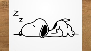 How to draw SNOOPY SLEEPING step by step, EASY