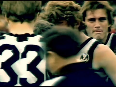 Close up footage of the Collingwood players during the quarter huddle of the 1981 VFL grand final.
