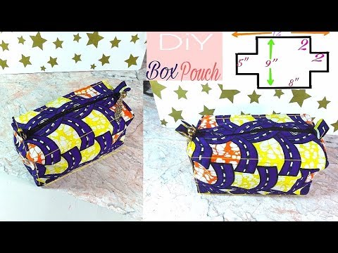 Easy Zippered Box Pouch-Lined with no raw edges-african Print DIY