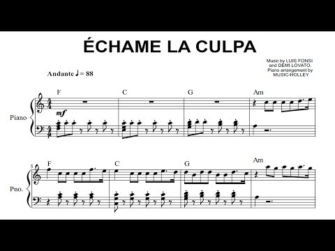 Luis Fonsi & Demi Lovato - Échame la culpa (EASY piano sheet)