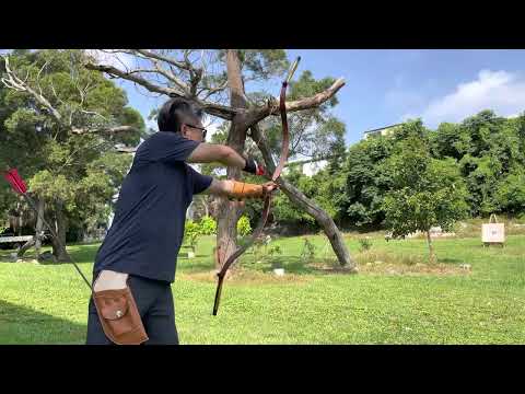 25m New Manchu Laminated Bow Shooting #traditionalarchery #thumbrelease