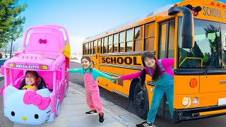 Jannie and Ellie Learn School Bus Rules with Frien