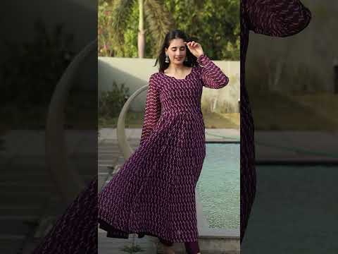 Purple Designer Digital Print Anarkali Suit Set with Dupatta – Premium Georgette & Micro Cotton