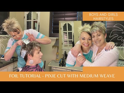 Pixie haircut coloring and weaving foils video thumbnail from Boys And Girls Hairstyles
