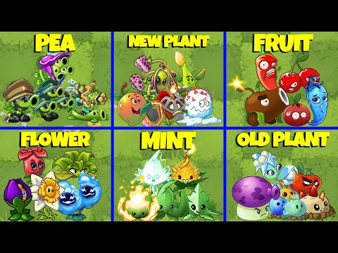 6 Team PEA vs NEW vs OLD vs FRUIT vs FLOWER vs MINT - Who Will Win? - PvZ 2 Team Plant Battlez